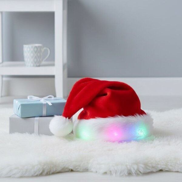 LED Santa Hat with Lights – Soft Plush Christmas Party Accessory