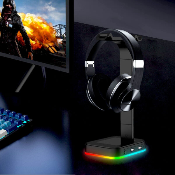 2-in-1 RGB Headphone Stand with USB Charging